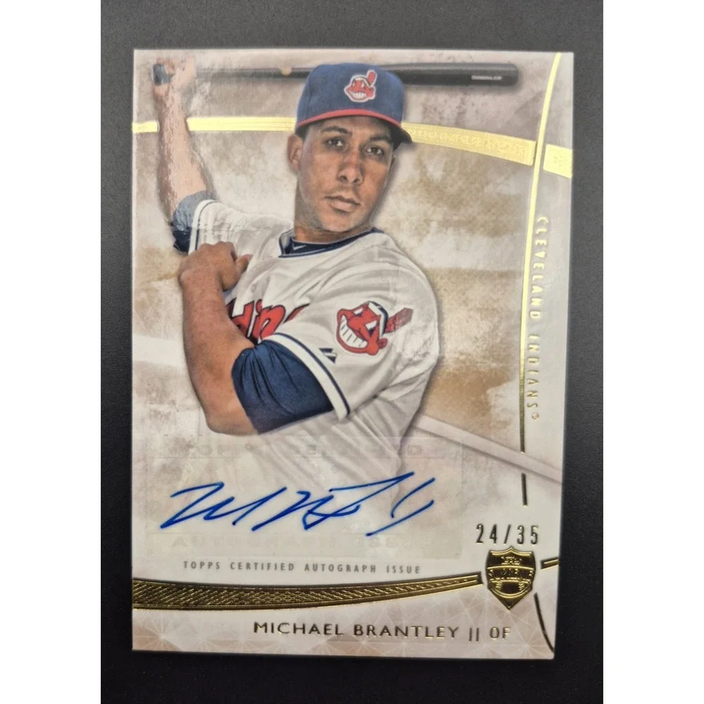 2014 Topps Supreme Michael Brantley #SA-MBR Sepia Auto /35 Cleveland Indians